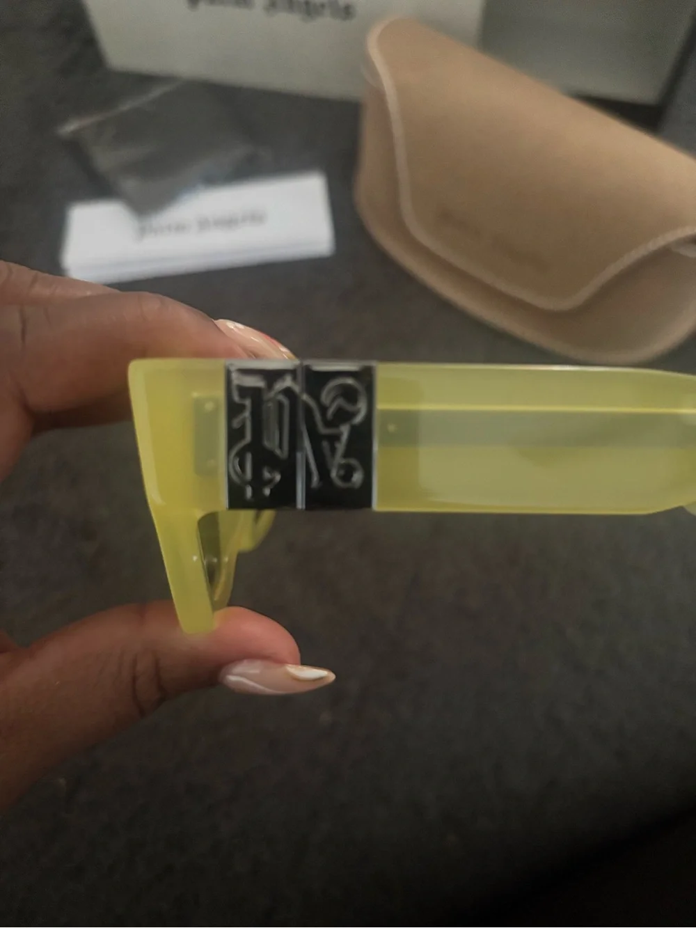 Palm Angels Lime Yellow Rectangular Sunglasses